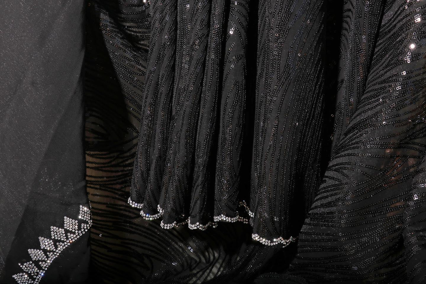 Noor – Black Sequin Georgette Saree with Crystal Border 133