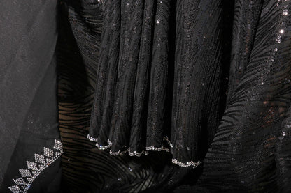 Noor – Black Sequin Georgette Saree with Crystal Border 133