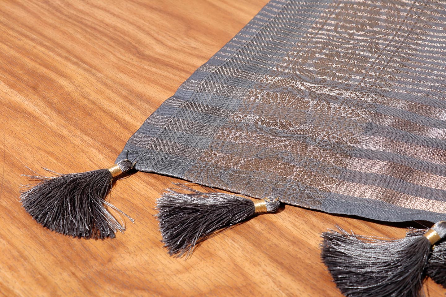Neelkamal – Steel Grey Soft Silk Saree with Floral Print and Zari Border 134