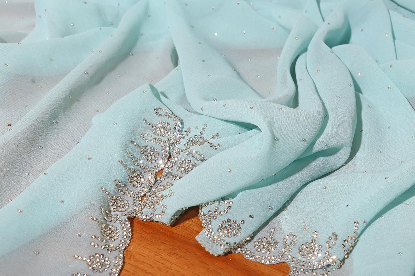 Aarzu – Powder Blue Georgette Saree with Swarovski Embellishments 137