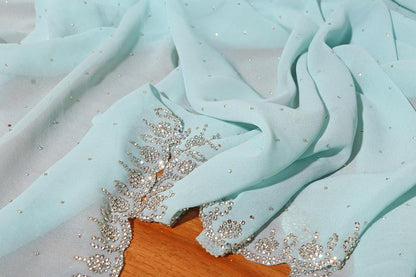 Aarzu – Powder Blue Georgette Saree with Swarovski Embellishments 137