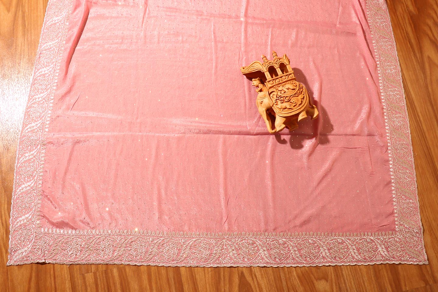 Tarunika – Baby Pink Satin Georgette Saree with Silver Zari Embroidery 138