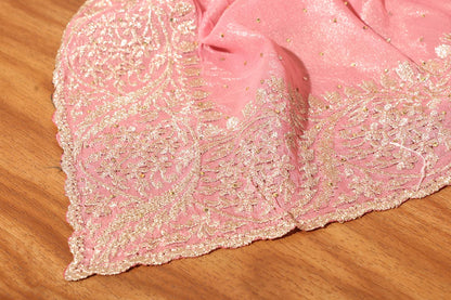 Tarunika – Baby Pink Satin Georgette Saree with Silver Zari Embroidery 138