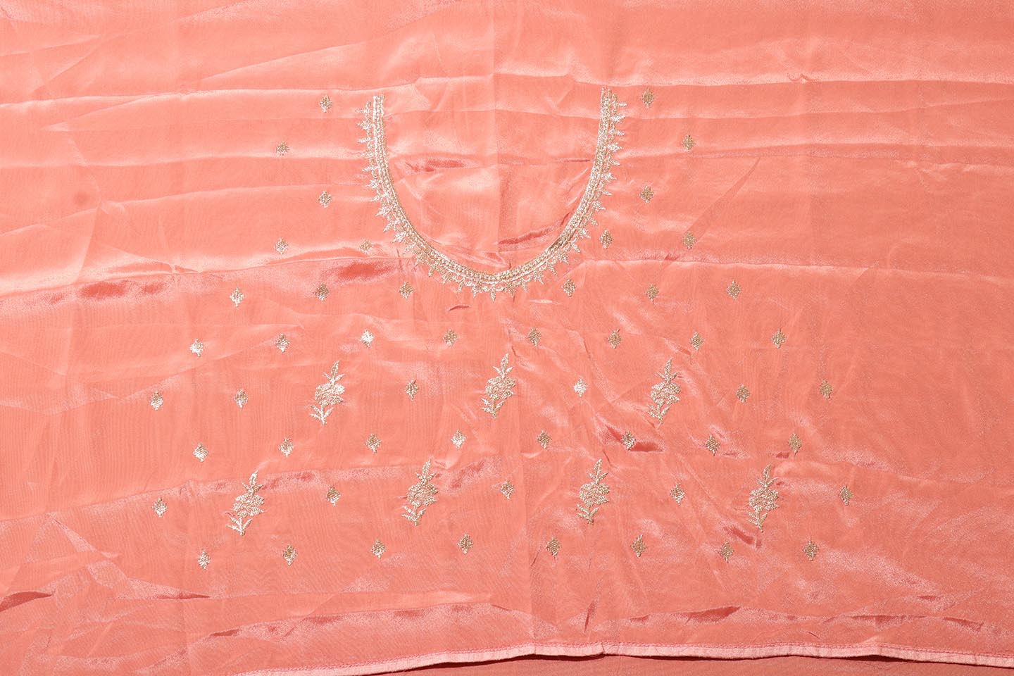 Gulnar – Blush Pink Satin Silk Saree with Silver Embroidery 142