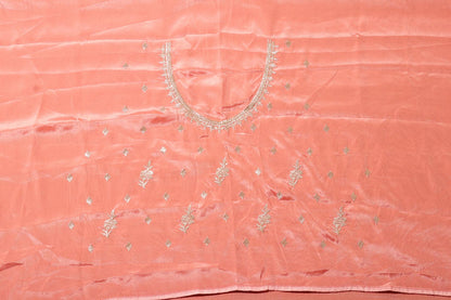Gulnar – Blush Pink Satin Silk Saree with Silver Embroidery 142