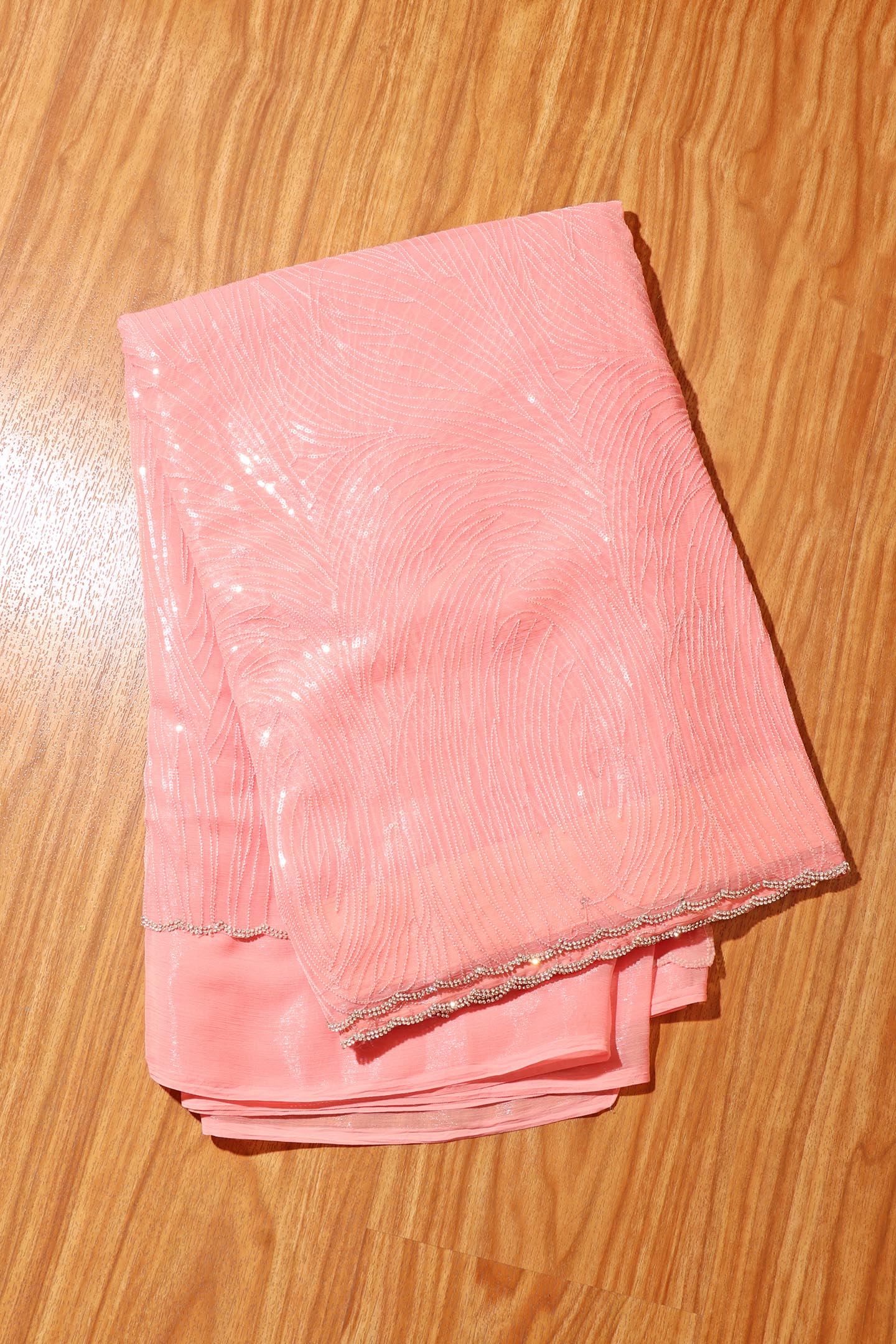 Sitara – Peach Sequin Chiffon Saree 143