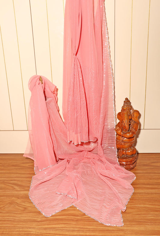 Sitara – Peach Sequin Chiffon Saree 143