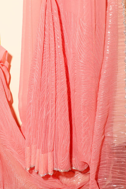 Sitara – Peach Sequin Chiffon Saree 143