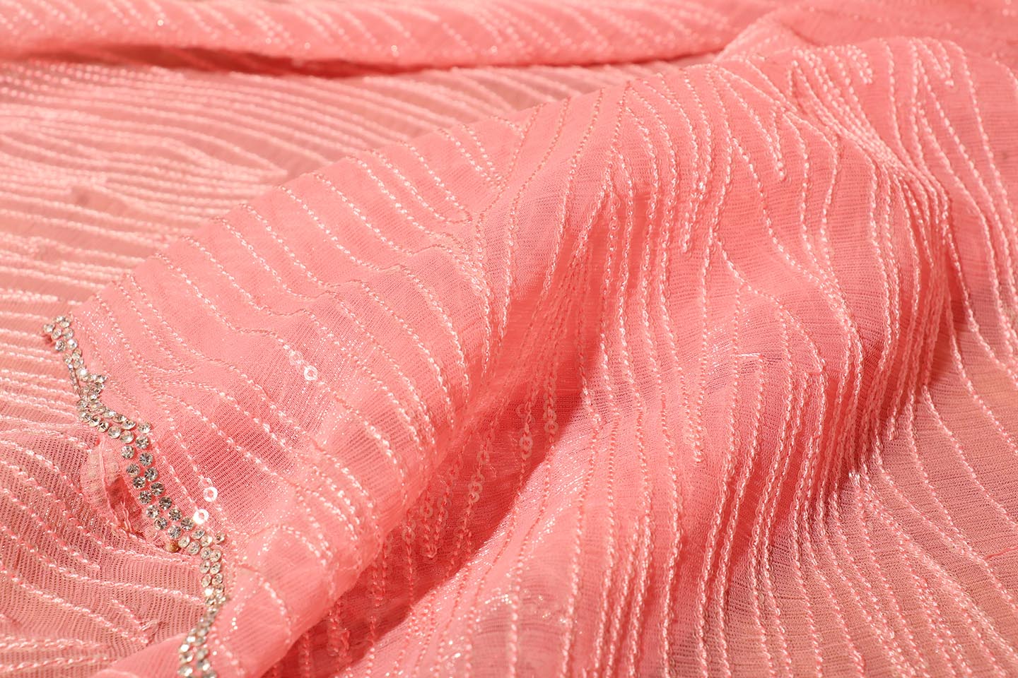 Sitara – Peach Sequin Chiffon Saree 143