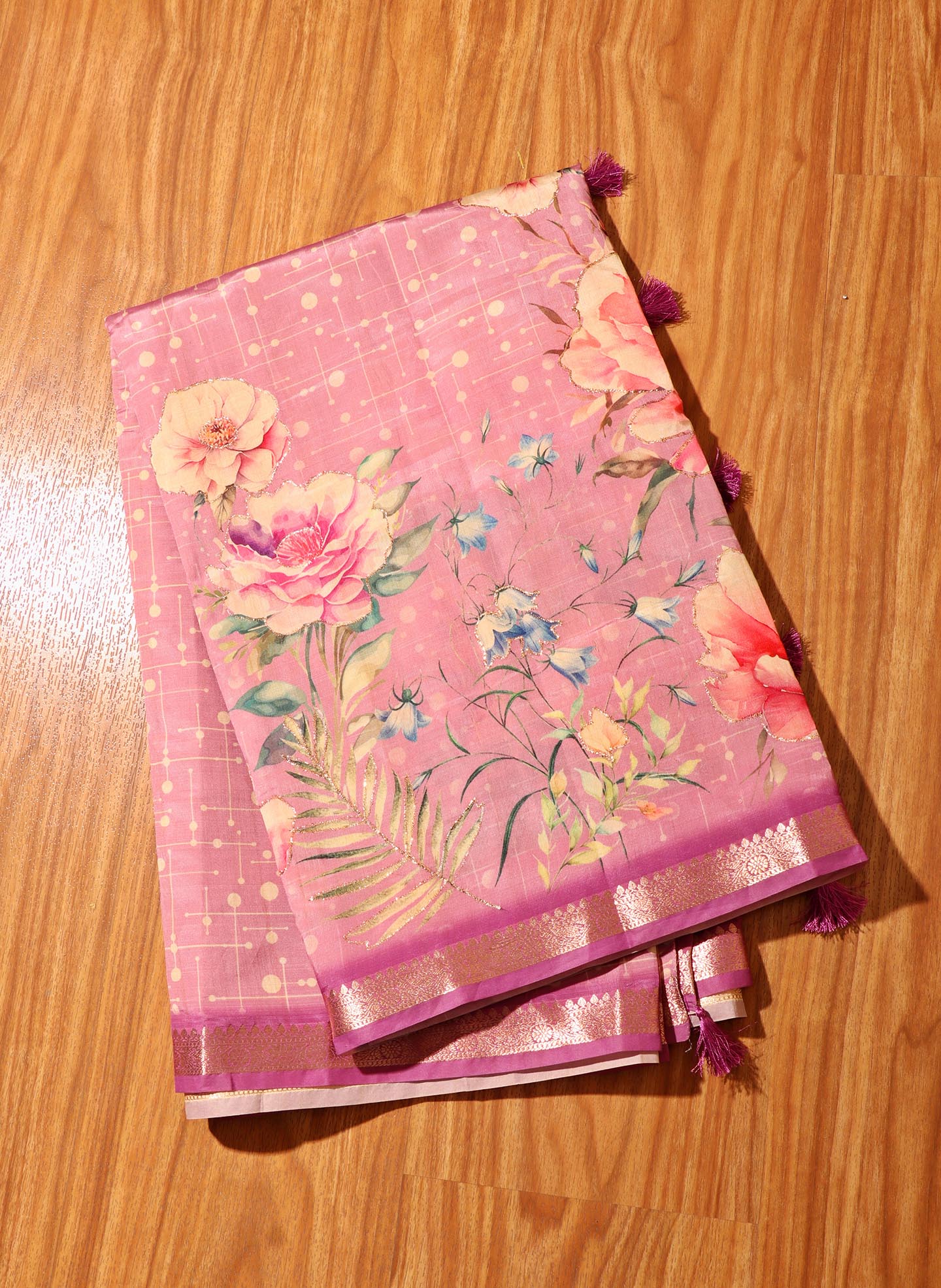 Phoolvati – Mauve Soft Silk Saree with Floral Digital Print 144