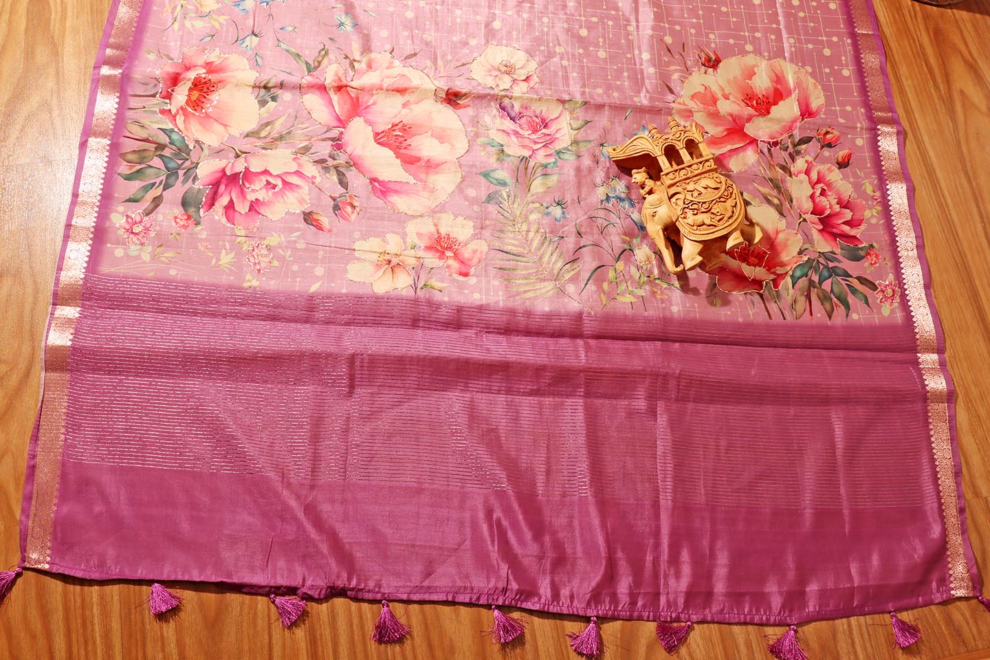 Phoolvati – Mauve Soft Silk Saree with Floral Digital Print 144