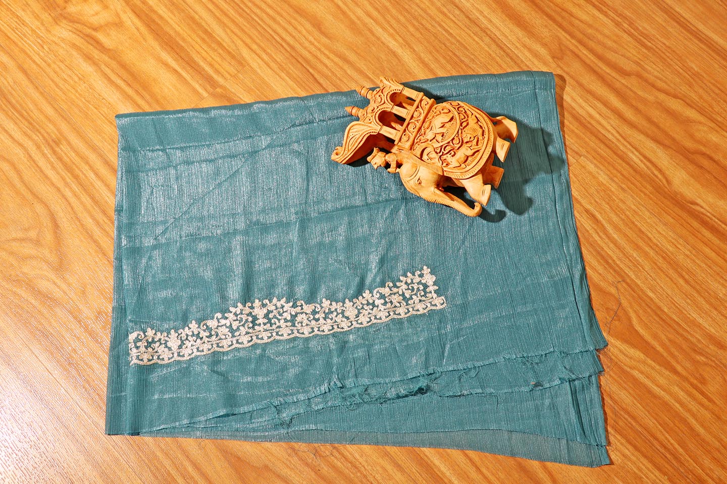 Meherbaan - A Rich Teal Shimmer Chiffon Saree 145