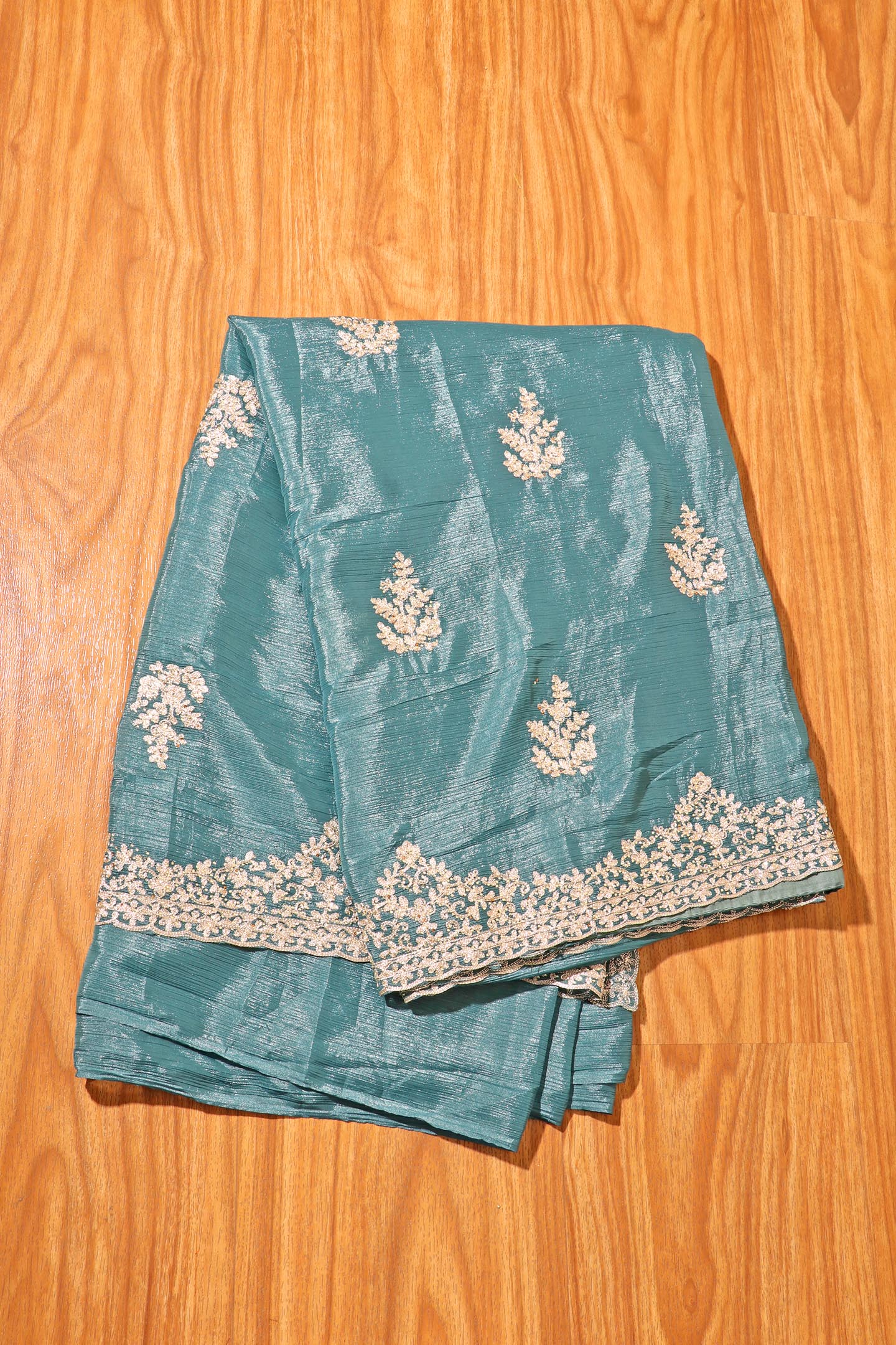 Meherbaan - A Rich Teal Shimmer Chiffon Saree 145