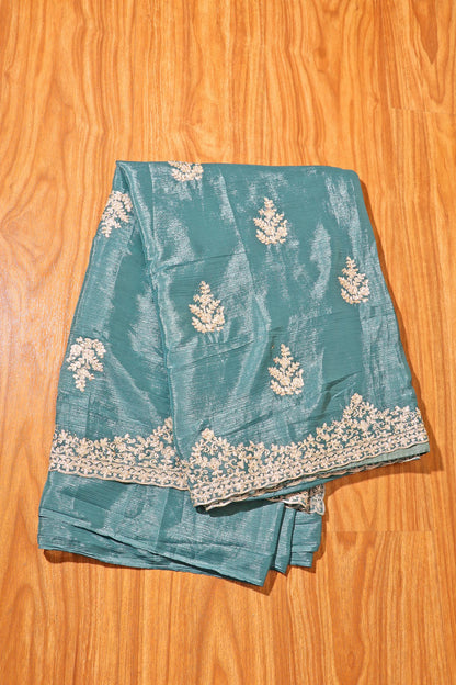 Meherbaan - A Rich Teal Shimmer Chiffon Saree 145