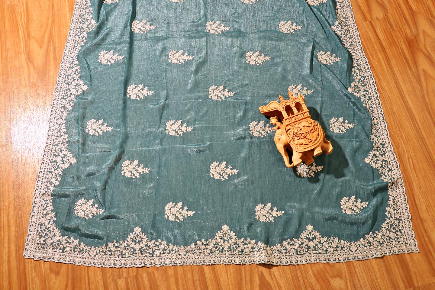 Meherbaan - A Rich Teal Shimmer Chiffon Saree 145