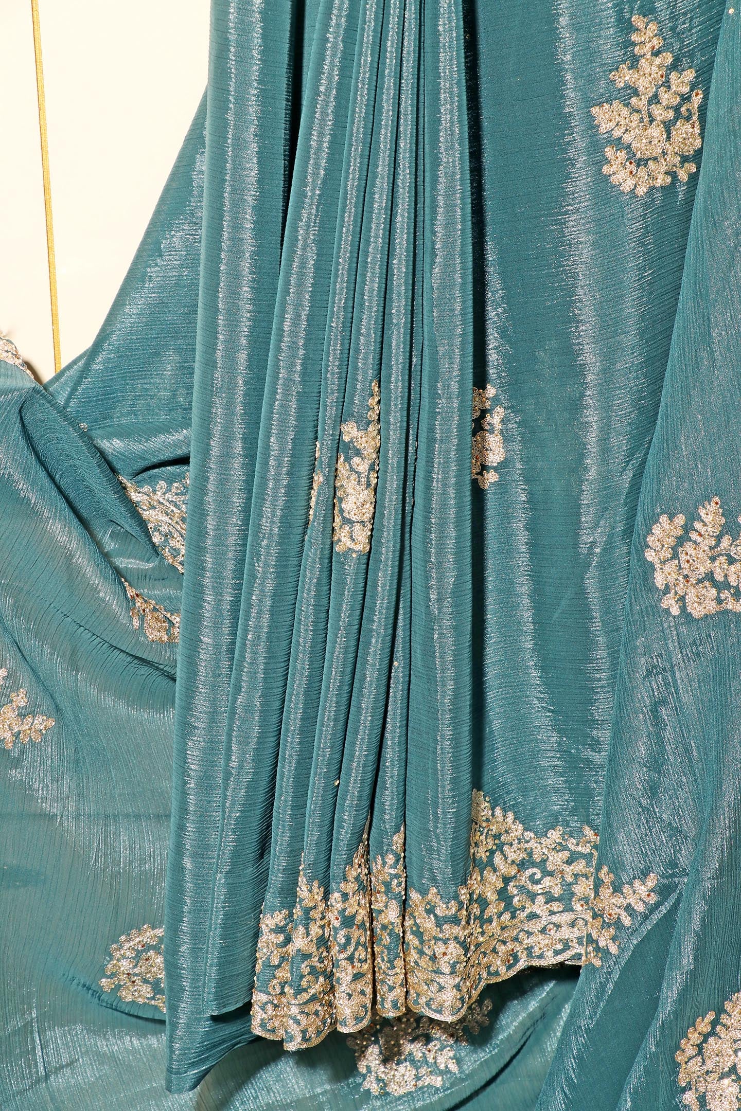 Meherbaan - A Rich Teal Shimmer Chiffon Saree 145