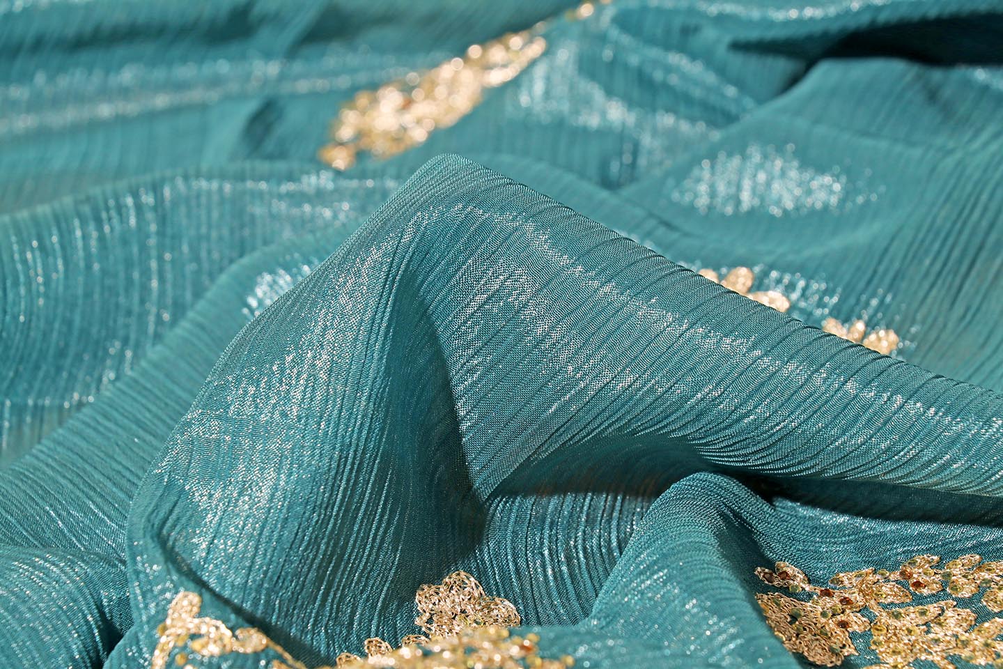 Meherbaan - A Rich Teal Shimmer Chiffon Saree 145