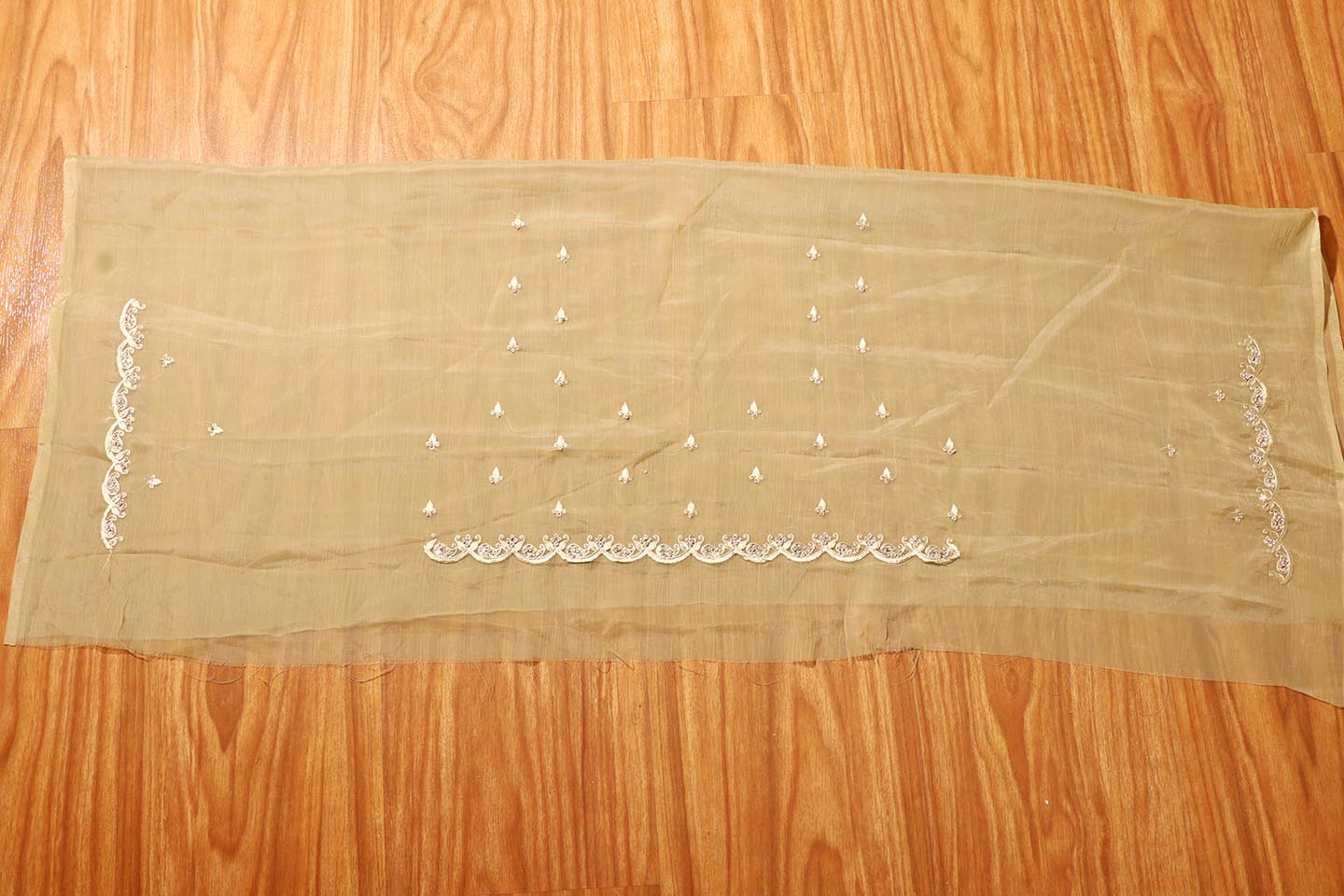 Zarmin- Gold Marble Chiffon with Swarovski Crystals  Saree 147