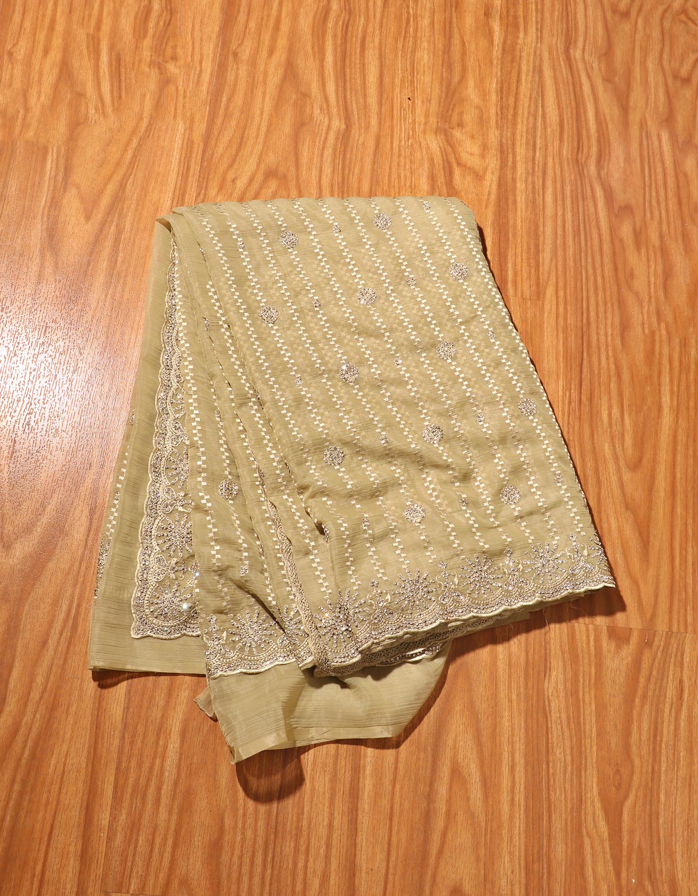 Zarmin- Gold Marble Chiffon with Swarovski Crystals  Saree 147