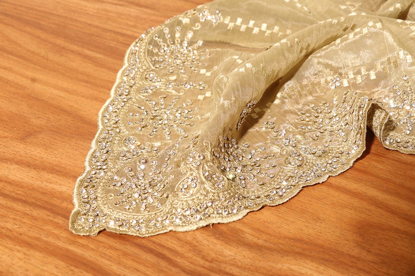 Zarmin- Gold Marble Chiffon with Swarovski Crystals  Saree 147