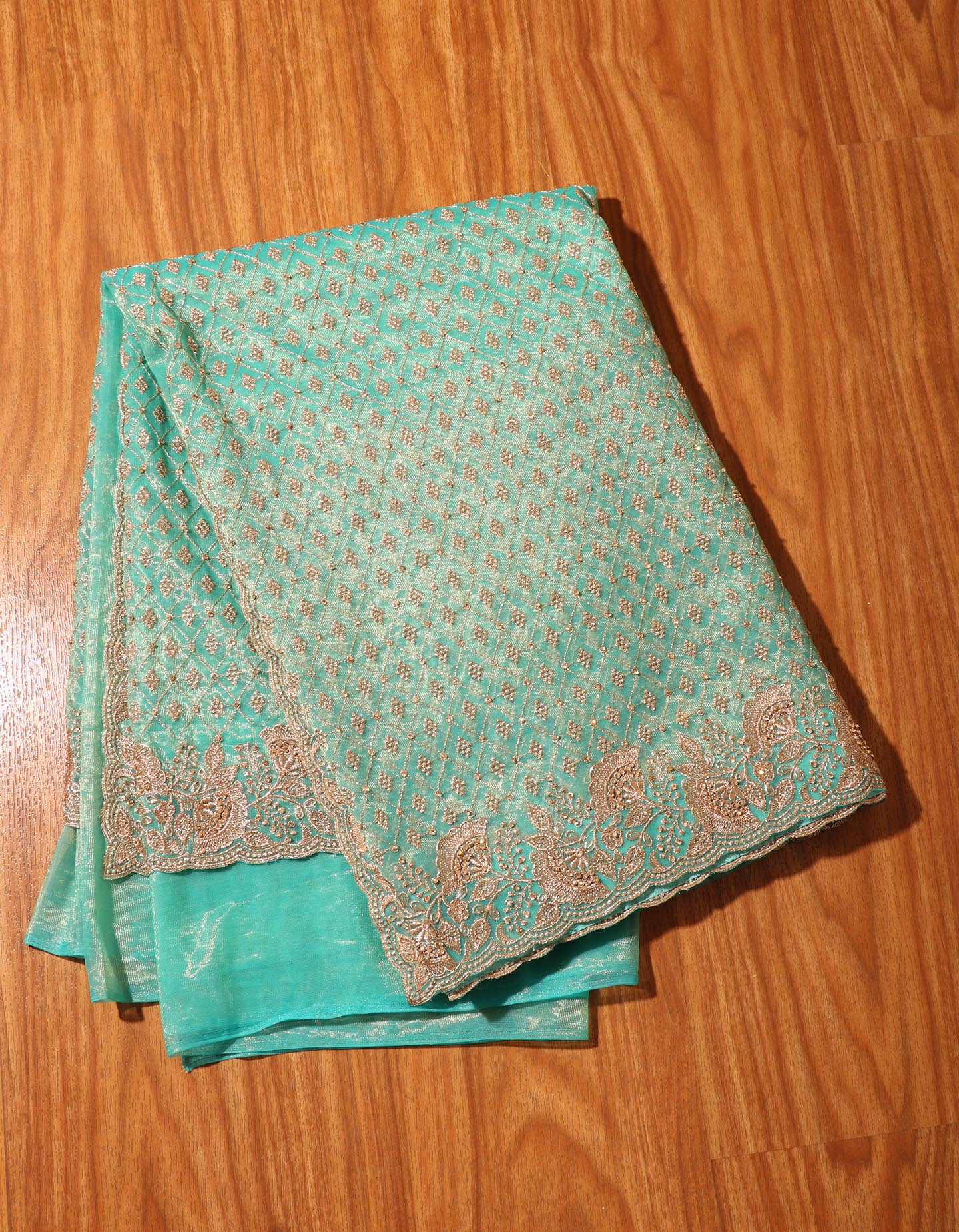 Nayantara – Sea Green Sequin Embroidered Metallic Chiffon Saree 149