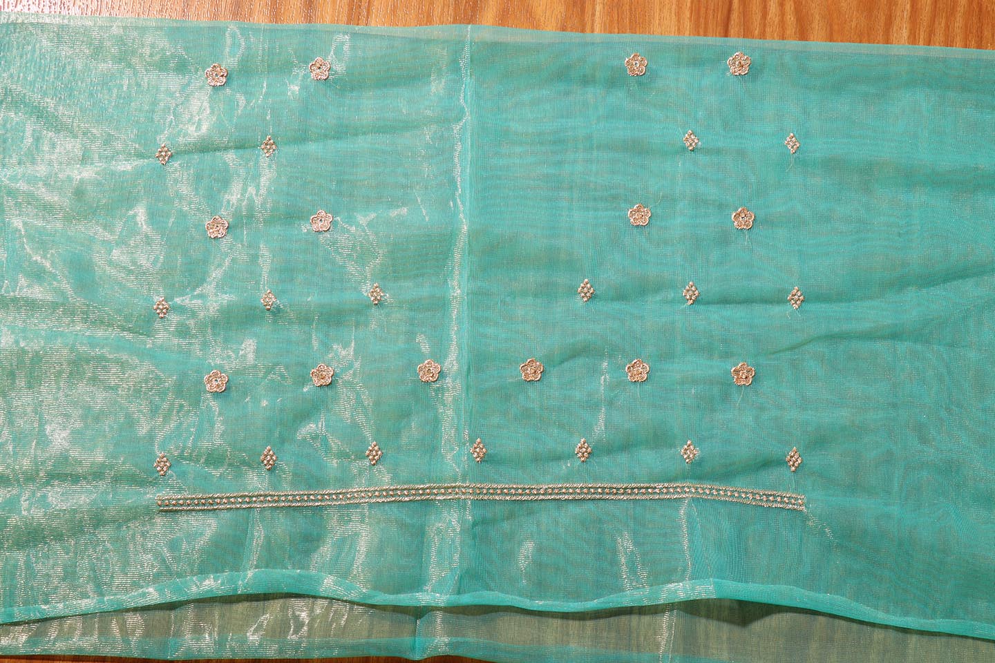 Nayantara – Sea Green Sequin Embroidered Metallic Chiffon Saree 149