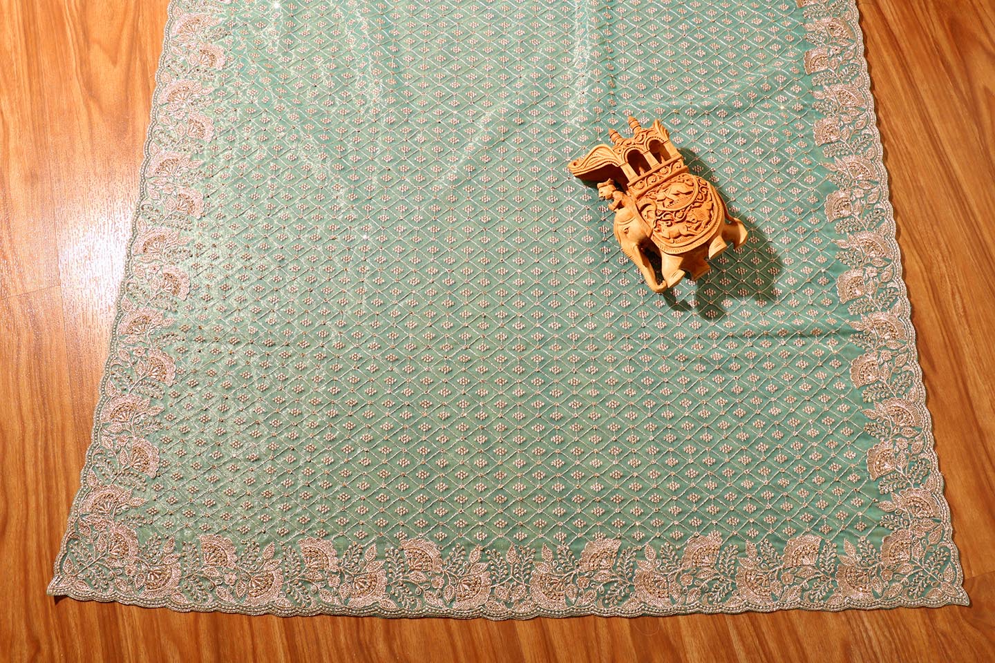 Nayantara – Sea Green Sequin Embroidered Metallic Chiffon Saree 149