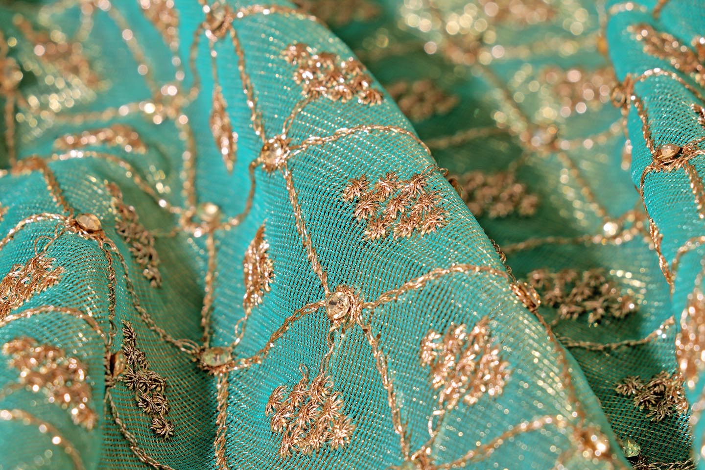 Nayantara – Sea Green Sequin Embroidered Metallic Chiffon Saree 149