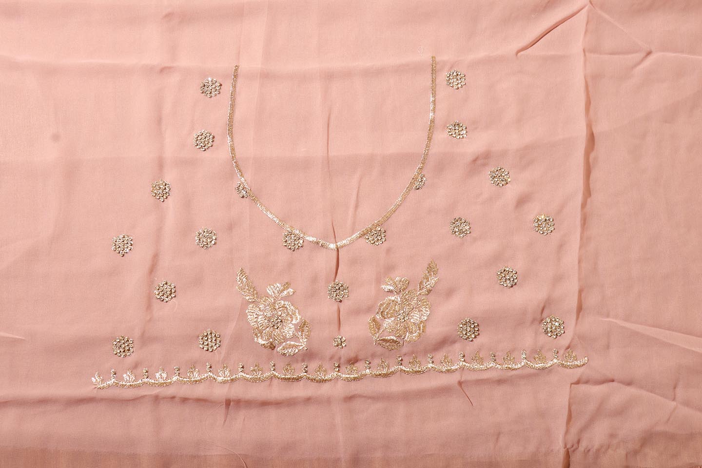 Naureh - A Pink Blush Flowy Georgette with  with Swarovski crystals  150