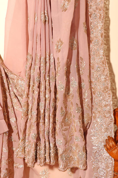Naureh - A Pink Blush Flowy Georgette with  with Swarovski crystals  150