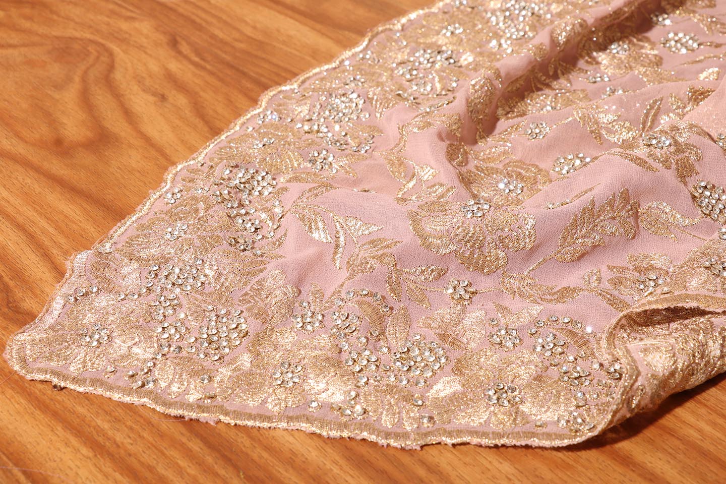 Naureh - A Pink Blush Flowy Georgette with  with Swarovski crystals  150