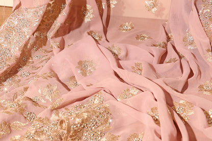 Naureh - A Pink Blush Flowy Georgette with  with Swarovski crystals  150