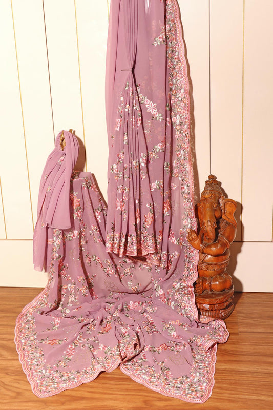 Malvika - A Soft Mauve Georgette Saree 151