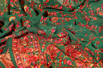 Gulrukh - A Kashmiri Embroidered Georgette Saree 156