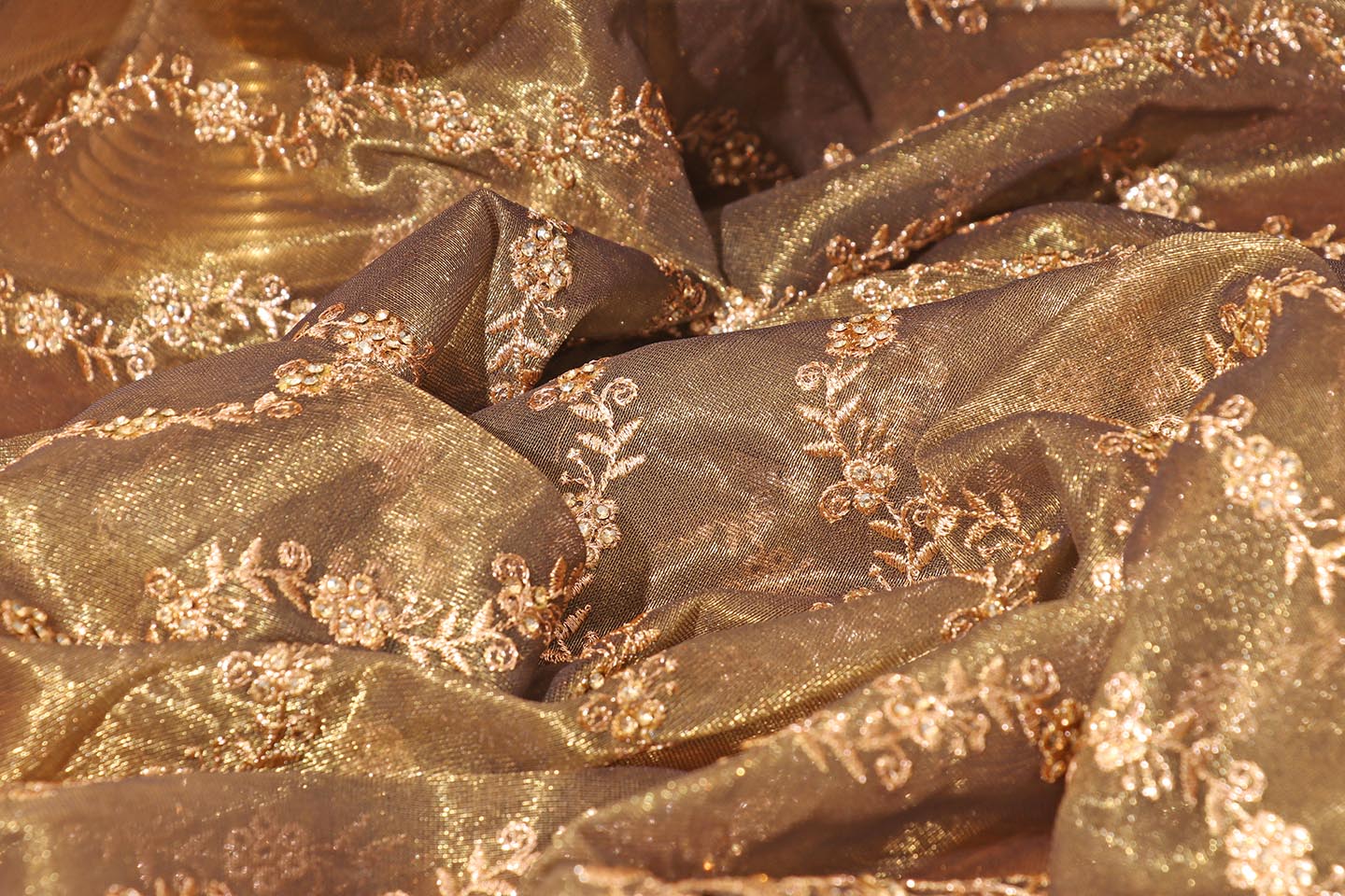 Noor-e-Chandi  - A Radiant Olive Green Sheer Tissue Organza 159